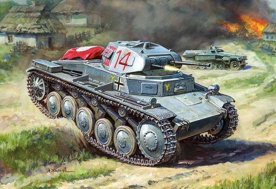 Zvezda 1:100 German Panzer II~ Snap Kit