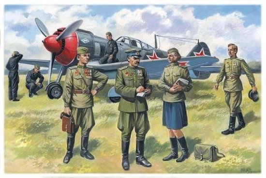 ICM Modelbouwpakket Militaire voertuigen - 48084 Soviet Air Force Pilots and Ground Personnel (1943-1945) Plastic - 1:48 - Modelbouw