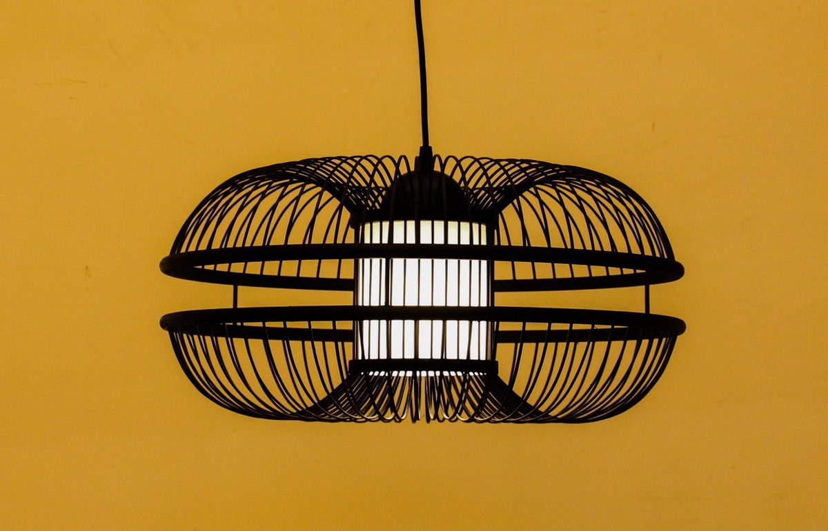 Fine Asianliving Bamboe Hanglamp Zwart Handgemaakt - Morris D46x22cm