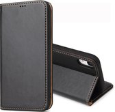 Dermis Texture PU horizontale flip lederen case voor iPhone XR, met houder & kaartsleuven & portemonnee (zwart)