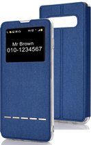 Horizontale Flip Leather Case voor Galaxy S10 +, met houder en oproepweergave-ID (blauw)
