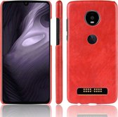 Shockproof Litchi Texture PC + PU Case voor Motorola Moto Z4 Play (rood)