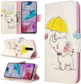 Voor Xiaomi Redmi 8 gekleurd tekenpatroon Horizontale flip lederen tas met houder & kaartsleuven & portemonnee (olifant)