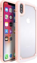 Voor iPhone XR snoepkleurige TPU transparante schokbestendige hoes (roze)