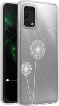 iMoshion Hoesje Geschikt voor Samsung Galaxy A02s Hoesje Siliconen - iMoshion Design hoesje - Wit / Transparant / Dandelion