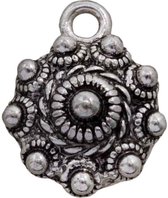 Breloque bouton de Zélande (17 mm) Argent antique (10 pièces) Taille intérieure Œillet 2 mm