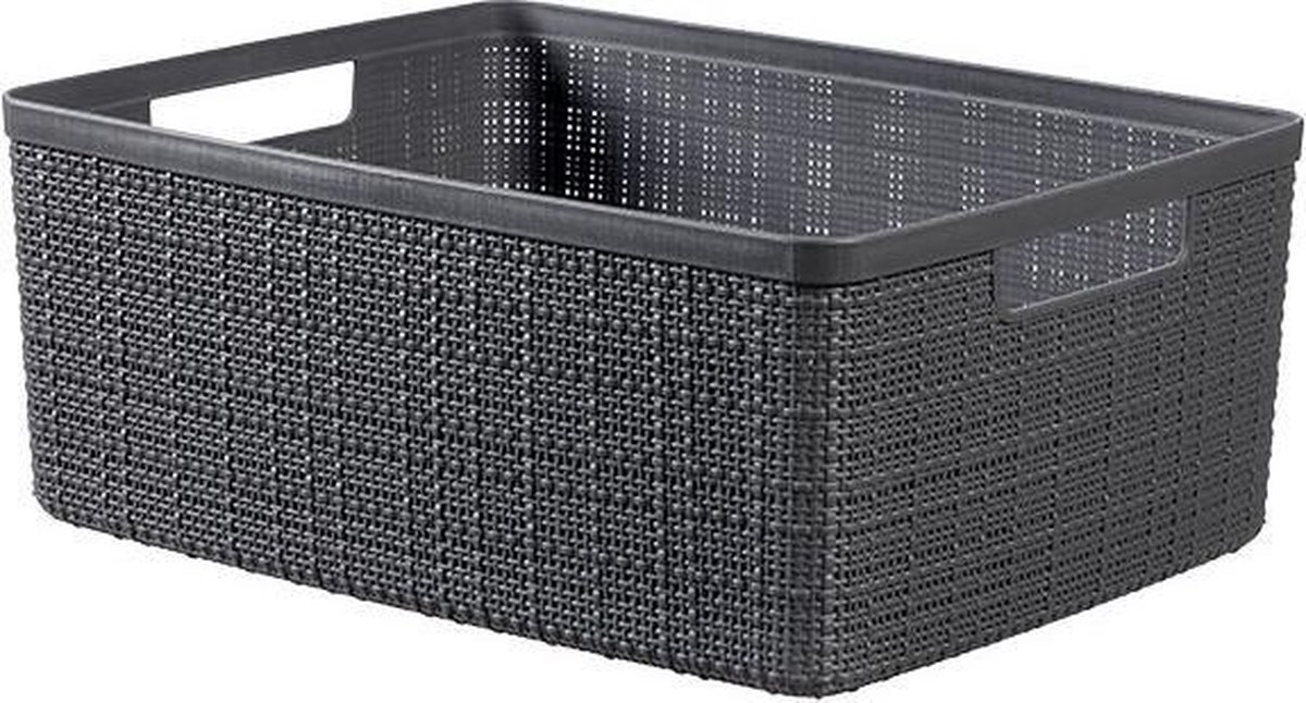 Jute - Opbergbox - Donkergrijs -12 Liter - (Set van 3)