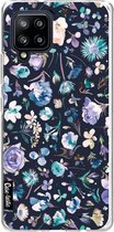 Casetastic Samsung Galaxy A42 (2020) 5G Hoesje - Softcover Hoesje met Design - Flowers Navy Print