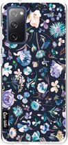 Casetastic Samsung Galaxy S20 FE 4G/5G Hoesje - Softcover Hoesje met Design - Flowers Navy Print