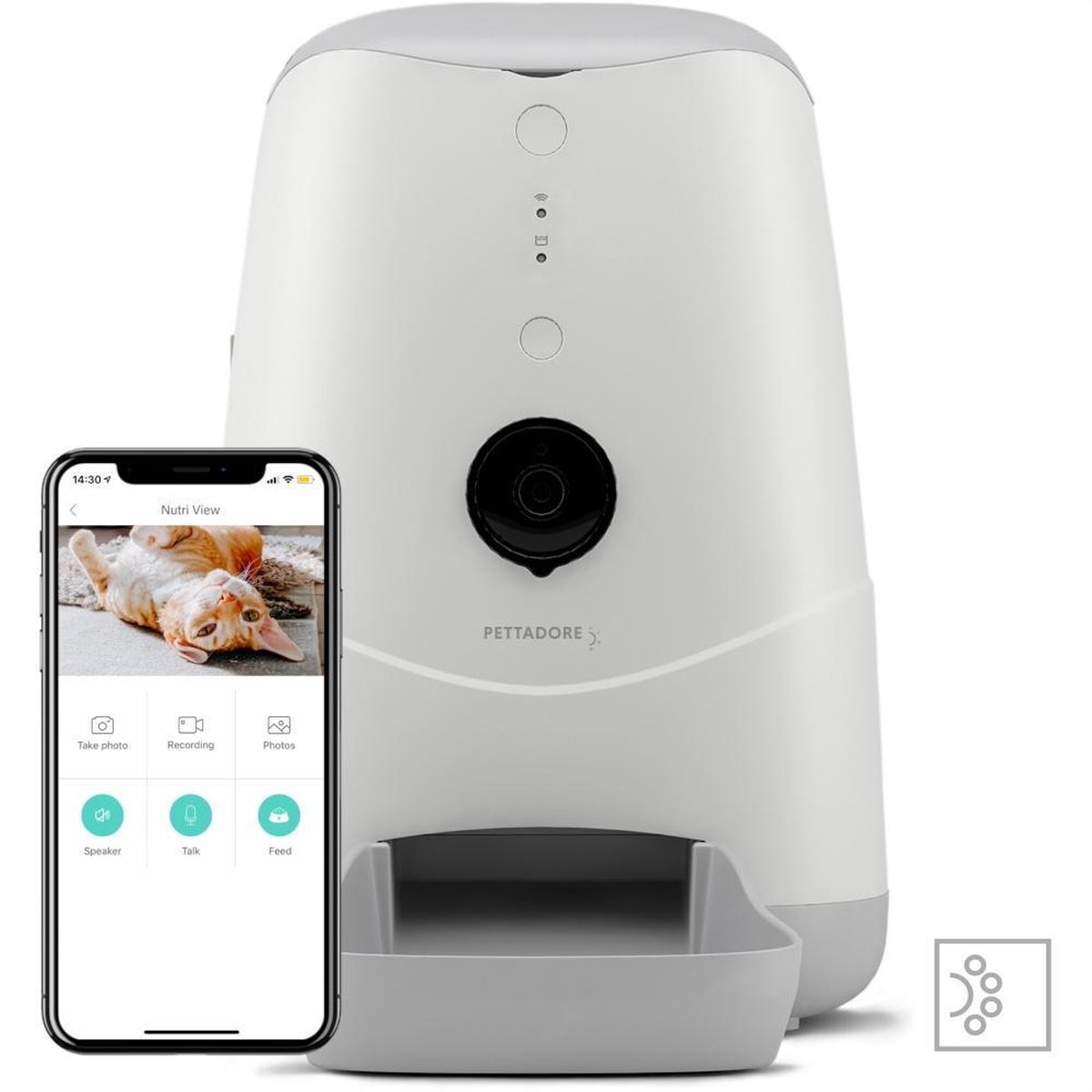 Pettadore Nutri View - Voerautomaat Kat/Hond - Smart Met Camera En App - Wit - 3.7 L