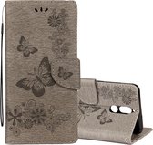 Voor Huawei Mate 10 Lite Vintage reliÃ«f bloemen vlinderpatroon horizontale flip lederen tas met kaartsleuf en houder & portemonnee en lanyard (grijs)