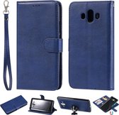 Voor Huawei Mate 10 effen kleur horizontale flip beschermhoes met houder & kaartsleuven & portemonnee & fotolijst & lanyard (blauw)