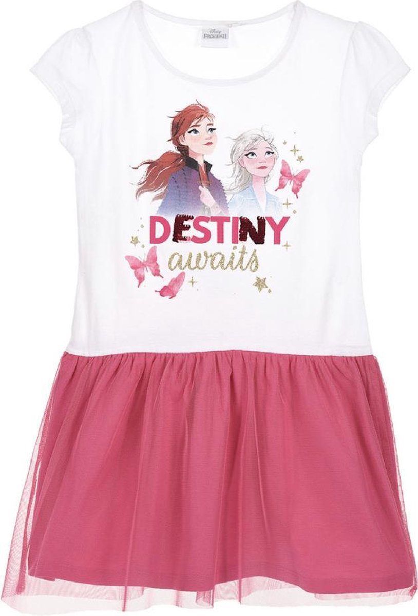 Disney Frozen jurk - Destiny awaits - wit/roze - maat 98/104 (4 jaar)