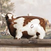 Clayre & Eef Pot de stockage Vache 31x16x18 cm Marron Beige Céramique Bocal de rangement