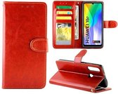 Bookcase Geschikt voor: Huawei Y6p - Rood - portemonnee hoesje