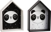 J-Line Muurkastje Panda Hout Wit/Zwart Assortiment Van 2
