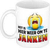 Het is hier weer om te janken collega mok / beker wit 300 ml