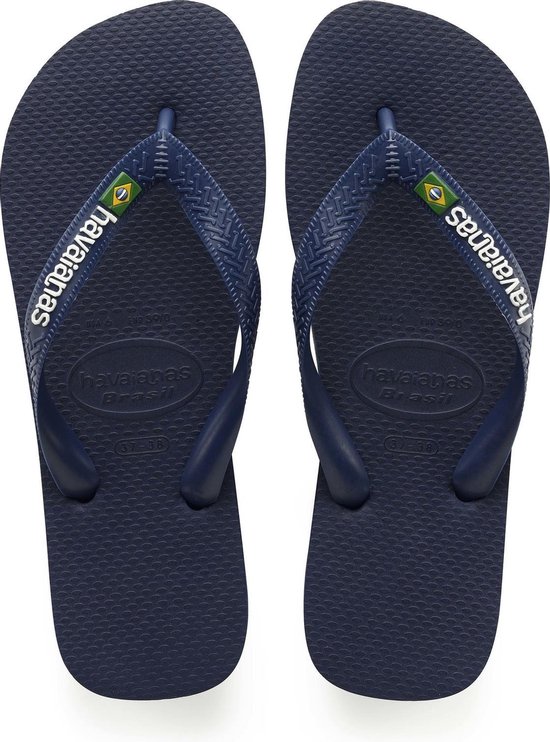 Havaianas Brasil Logo Unisex Slippers - Navy Blue - Maat 47/48