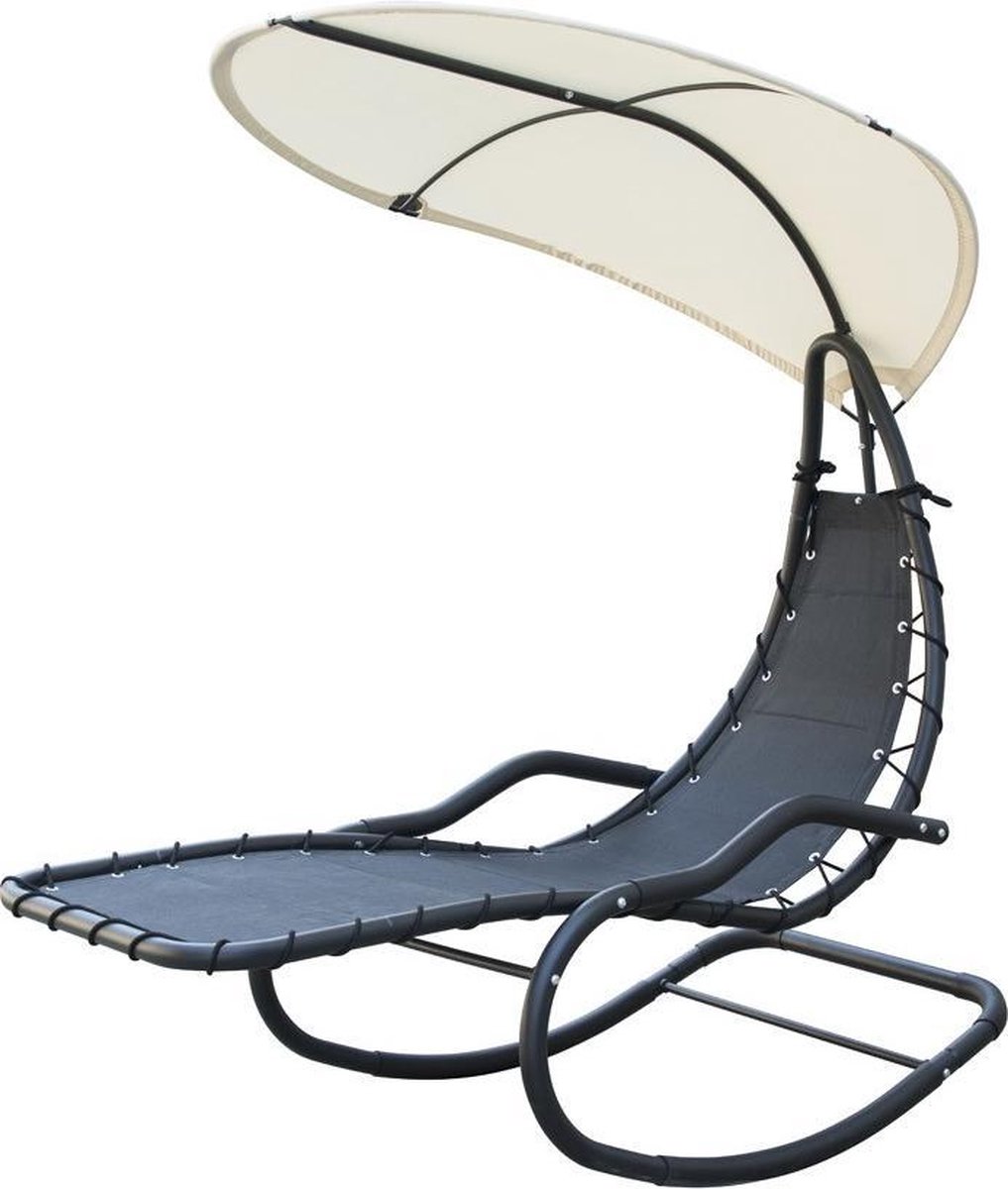 Op de kop van Sportschool onhandig Feel Furniture - Hangende schommel ligstoel met parasol - Beige | bol.com