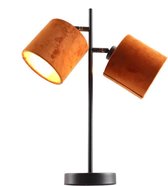 Olucia Talita - Moderne Tafellamp - Metaal/Stof - Oranje;Goud