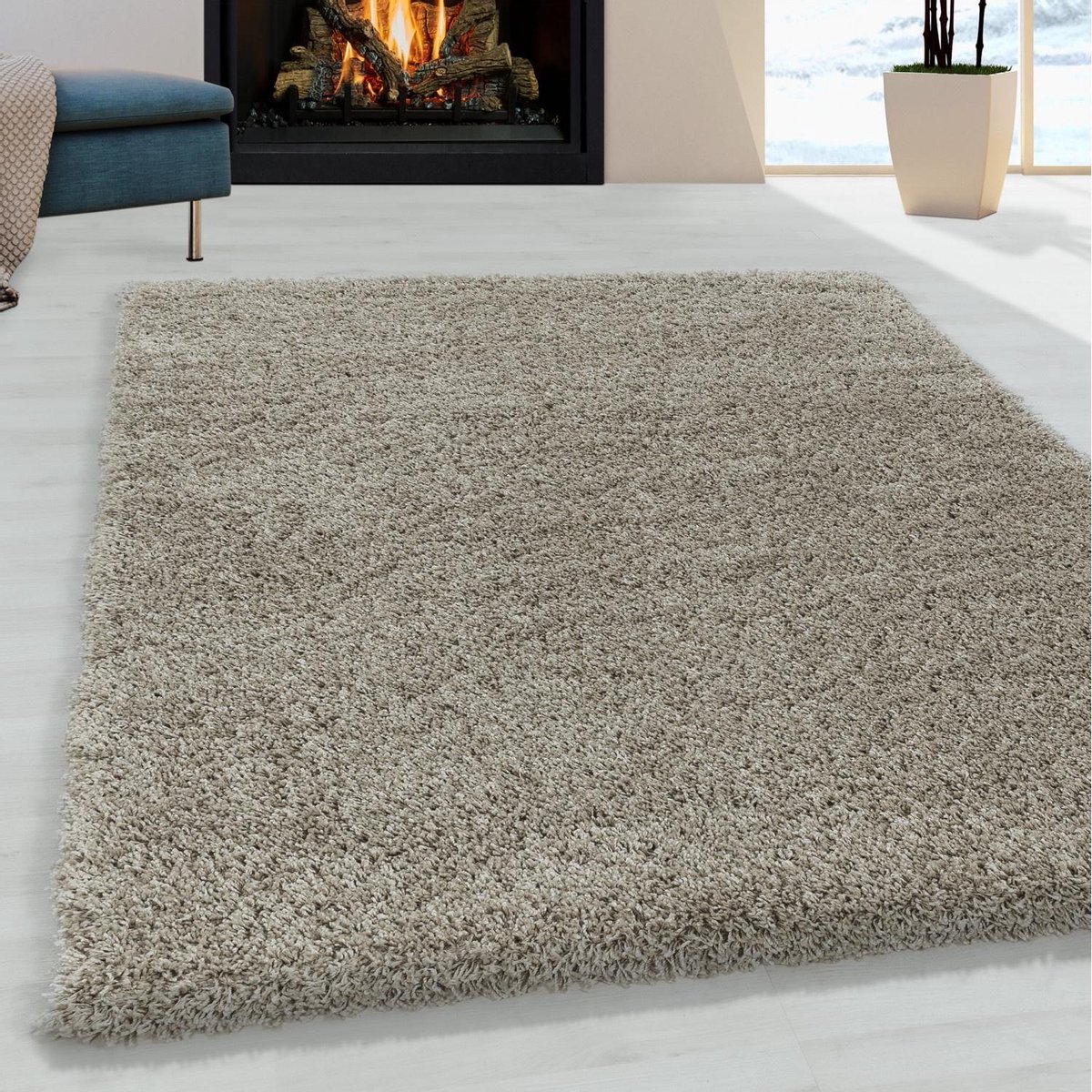 Flycarpets Azure Vloerkleed - 160x230cm - Beige - Hoogpolig