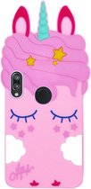 ADEL Siliconen Back Cover Softcase Hoesje Geschikt Voor Huawei P20 Lite (2018) - Eenhoorn Roze