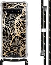 iMoshion Design hoesje met koord voor de Samsung Galaxy S10 Plus - Bladeren - Goud