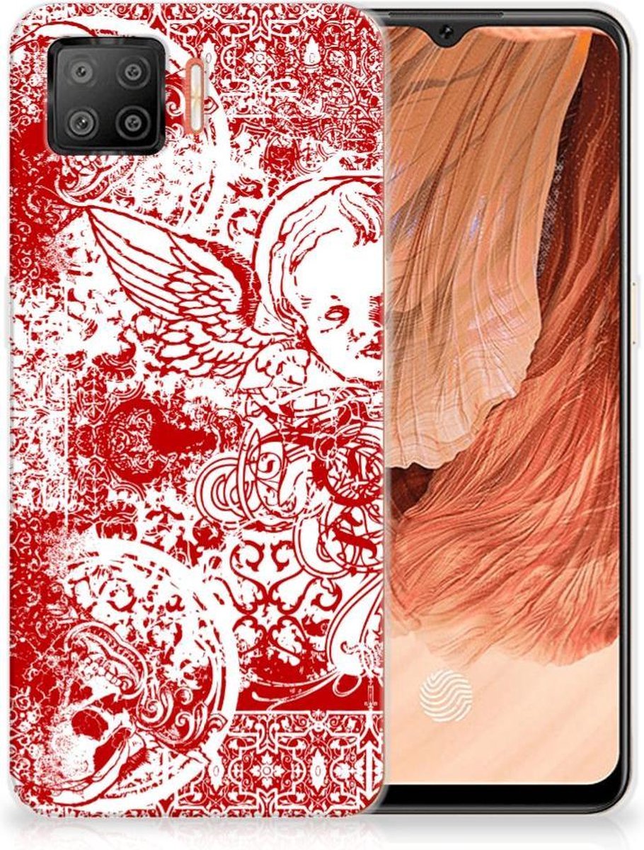 Silicone Back Case OPPO A73 4G Angel Skull Rood