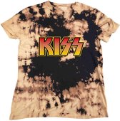 Kiss - Classic Logo Heren T-shirt - S - Bruin/Zwart
