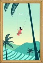 JUNIQE - Poster met houten lijst Bali - retro -40x60 /Groen