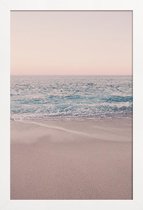 JUNIQE - Poster met houten lijst Rosegold Beach Morning -13x18 /Blauw
