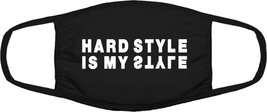Hardstyle is my style mondkapje | muziek hard stijl  | chillen | festival | dj | grappig | gezichtsmasker | bescherming | bedrukt | logo | Zwart mondmasker van katoen, uitwasbaar & herbruikbaar. Geschikt voor OV