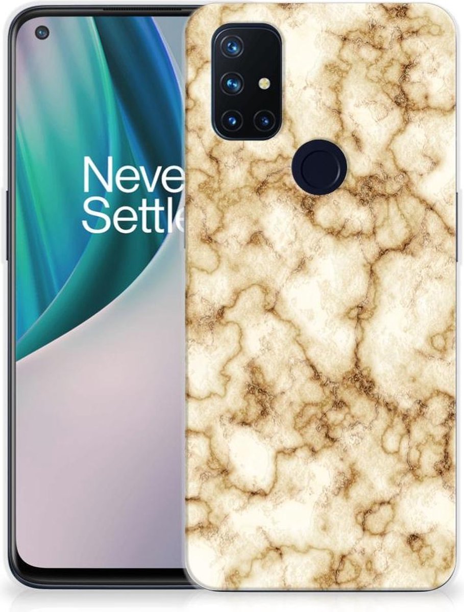 OnePlus Nord N10 5G TPU Siliconen Hoesje Marmer Goud