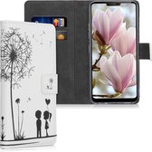 kwmobile telefoonhoesje voor LG G7 ThinQ / Fit / One - Hoesje met pasjeshouder in zwart / wit - Paardenbloemen Liefde design