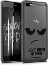 kwmobile telefoonhoesje voor Wiko Lenny 3 - Hoesje voor smartphone in zwart / transparant - Don't Touch My Phone design