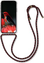 kwmobile telefoonhoesje compatibel met Apple iPhone X - Hoesje met koord - Back cover in transparant / rood / zwart