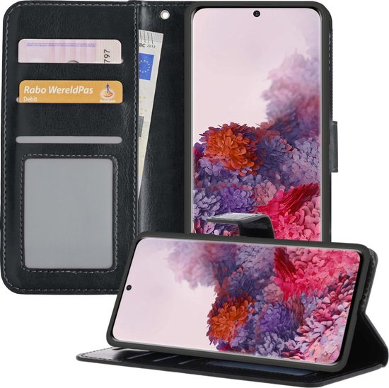 Hoesje Geschikt voor Samsung S20 Hoesje Book Case Hoes Wallet Cover - Hoes Geschikt voor Samsung Galaxy S20 Hoesje Bookcase Hoes - Zwart