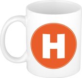 Mok / beker met de letter H oranje bedrukking voor het maken van een naam / woord - koffiebeker / koffiemok - namen beker