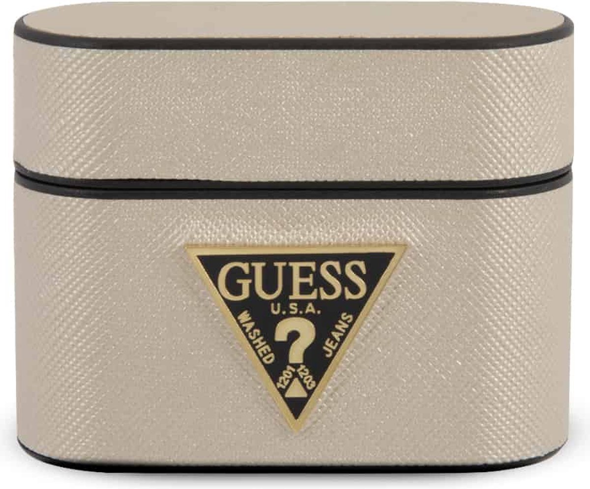 GUESS Saffiano Apple AirPods Pro Case Hoesje - Beige