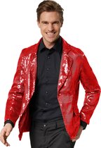 dressforfun - Paillettenjas heren rood S - verkleedkleding kostuum halloween verkleden feestkleding carnavalskleding carnaval feestkledij partykleding - 303946