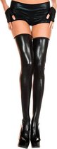 Hoge Wetlook Kousen - Zwart - Zwart - BDSM - Fetish Kleding Dames - Dames Lingerie - Leggings