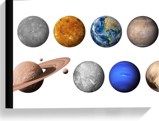 Canvas  - Verschillende Planeten - 40x30cm Foto op Canvas Schilderij (Wanddecoratie op Canvas)