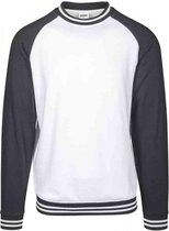 Urban Classics Longsleeve shirt -S- Contrast College Crew Wit/Zwart