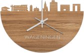 Skyline Klok Wageningen Eikenhout - Ø 40 cm - Woondecoratie - Wand decoratie woonkamer - WoodWideCities
