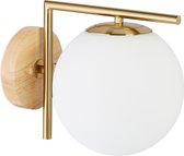 Relaxdays Wandlamp binnen - muurverlichting bol - wandverlichting - trapgat - hout - glas
