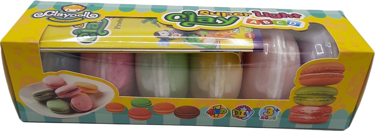 Claydoll Macaron Set - Zelfdrogende Klei - Boetseerklei - Potjes kinderklei (6 x 25 gram) + Accessoires