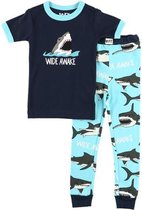 Kinderpyjama LazyOne Wide Awake Shark blauw met bedrukte broek - 92
