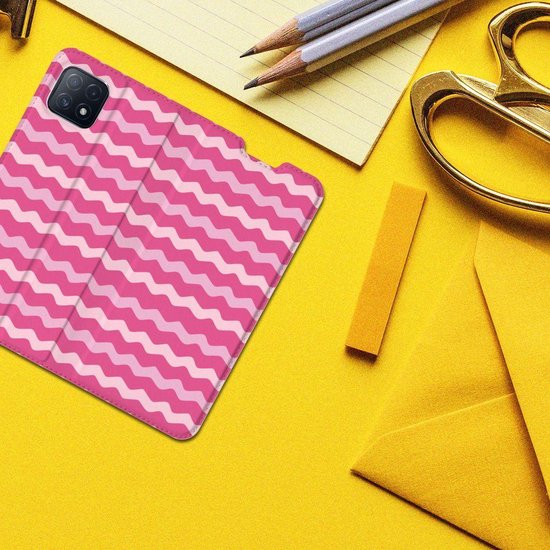 Conception de OPPO de téléphone portable OPPO A73 5G Photo Sleeve Waves Pink