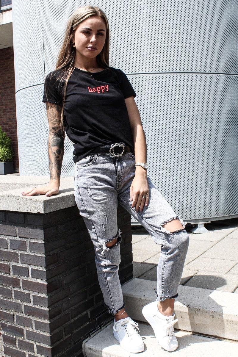 Queen Hearts Q013 - Destroyed Grey Mom Jeans | bol.com
