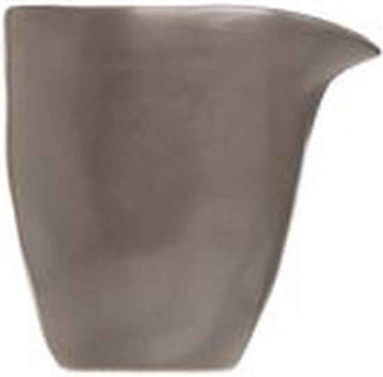 Grijze keramieken melkkan met een inhoud van 250ml, afmetingen 9.5x7xh9cm.